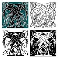 Celtic birds ornament with herons