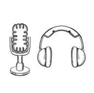 Retro headphones and desktop microphone N2