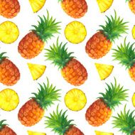 Watercolor seamless pattern with pineapples N2