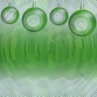 Green wavy christmas background with balls and circle