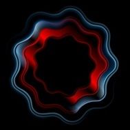 Abstract bright wavy ring logo on black background
