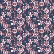cute flowers seamless pattern with dark backdrop N2