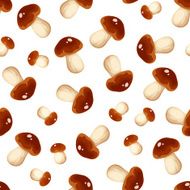 Seamless background with cep mushrooms Vector illustration