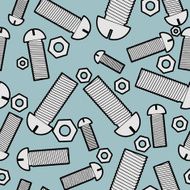 Iron bolts and nuts seamless background Metal fasteners pattern