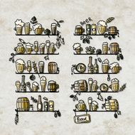 Shelves with beer icons sketch for your design
