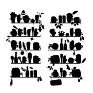 Shelves with beer icons sketch for your design N2