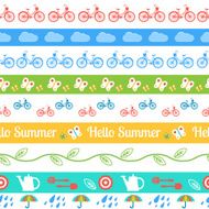 Set of vector seamless borders Hello summer