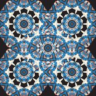 Blue Seamless Mandala Wallpaper Round frame Mandala Circular Ornamental Pattern