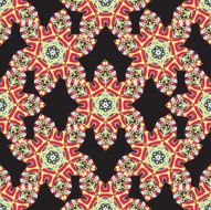 Seamless Stylized flowers Round frame Mandala Circular Ornamental Pattern Vintage