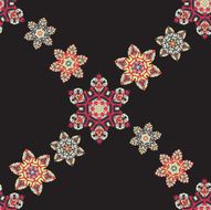 Seamless Stylized flowers Wallpaper Round frame Mandala Circular Ornamental Pattern