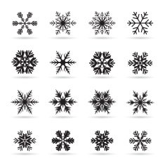 Set of black snowflakes Collection icons