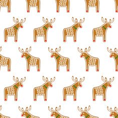 Seamless pattern with Christmas gingerbread cookies - cute deer