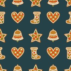 Winter holiday vector design - bell Xmas stocking star heart