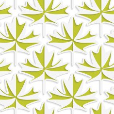 White 3D with colors green maple leaves
