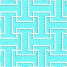 White 3D with colors blue striped T shapes