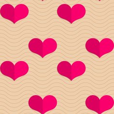 Retro fold small pink hearts on waves