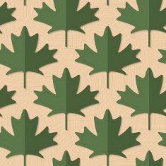 Retro fold deep green maple leaves