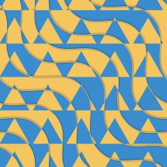 Retro 3D yellow and blue waves with cut out triangles