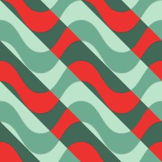 Retro 3D red waves with green parts