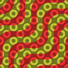 Retro 3D red green waves and donates
