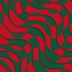 Retro 3D red green overlaying waves