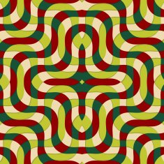 Retro 3D red green and yellow overlapping waves