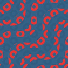 Retro 3D red blue waves and donates