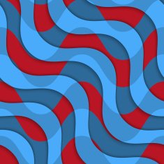 Retro 3D red blue overlaying waves