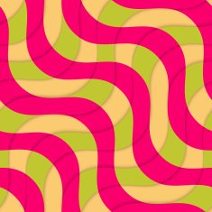 Retro 3D magenta green overlapping waves