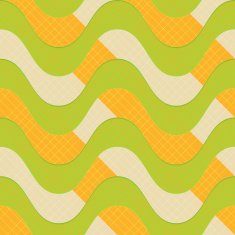 Retro 3D green waves with orange stripes