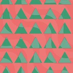 Retro 3D green triangles on red