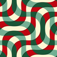 Retro 3D green red yellow overlapping waves with texture