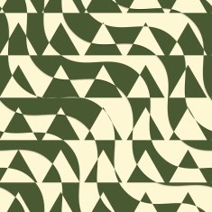 Retro 3D green and yellow cut out waves with triangles