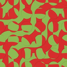 Retro 3D green and red intersecting circles waves