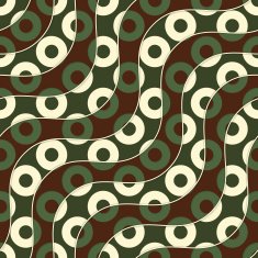 Retro 3D brown green and yellow waves donates