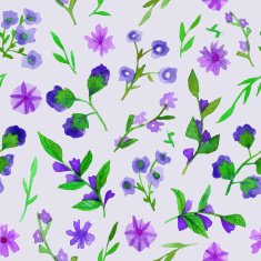 Watercolor seamless pattern with flowers and leaves