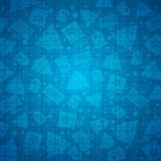 Blue christmas background with bell star snow tree vector N2