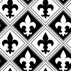 Black and white alternating Fleur-de-lis with dotted squares