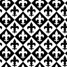 Black and white alternating Fleur-de-lis on diamonds