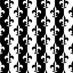 Black and white alternating Fleur-de-lis half vertical