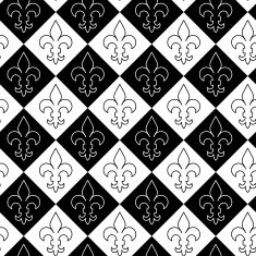 Black and white alternating Fleur-de-lis contoured