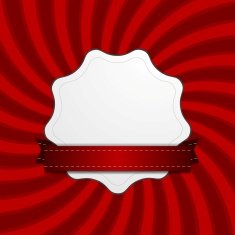 Red retro swirl beams and blank label
