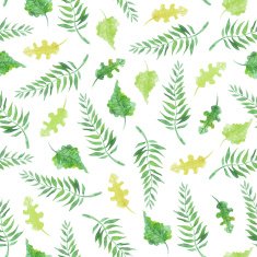 Green leafs seamless pattern in watercolor N5