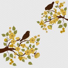 Cute birds on branches