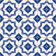 Seamless Moroccan Portuguese tiles Azulejo ornaments