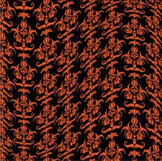 warped damask pattern orange black