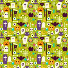 Flat Halloween Holiday Elements Seamless Pattern