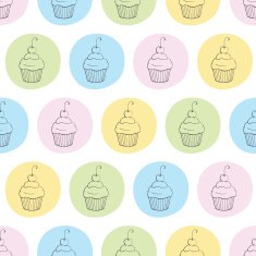 vector pattern with tasty cupcakes