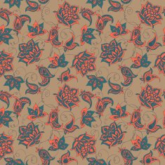 Floral Paisley Pattern Seamless Asian Textile Background N4