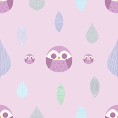 Cute cartoon owls and leaves pattern 3